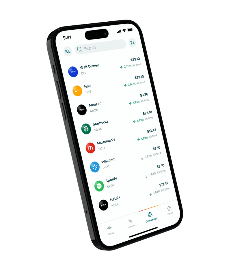 Grifin app portfolio screen showing stock holdings
